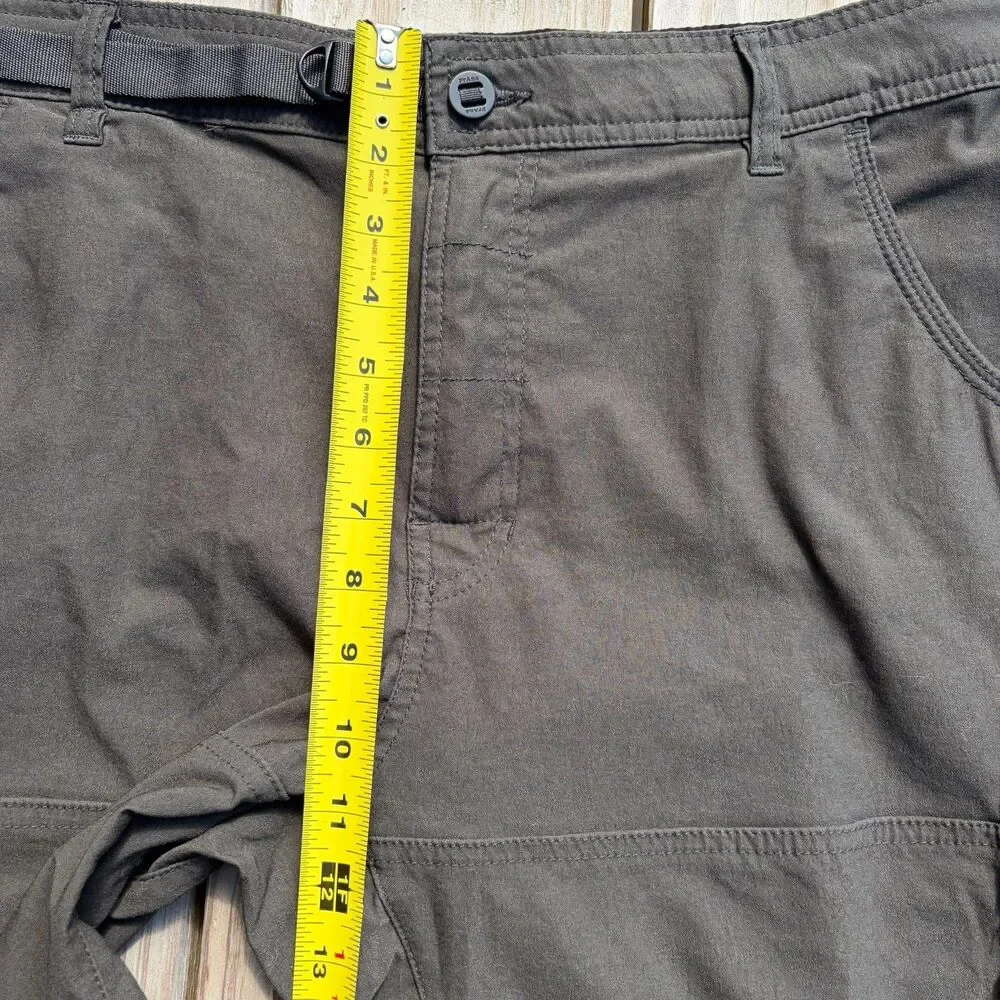Prana Standard Fit Stretch Zion II Shorts Men’s 38 Webbing Belt Zip Pocket Tech